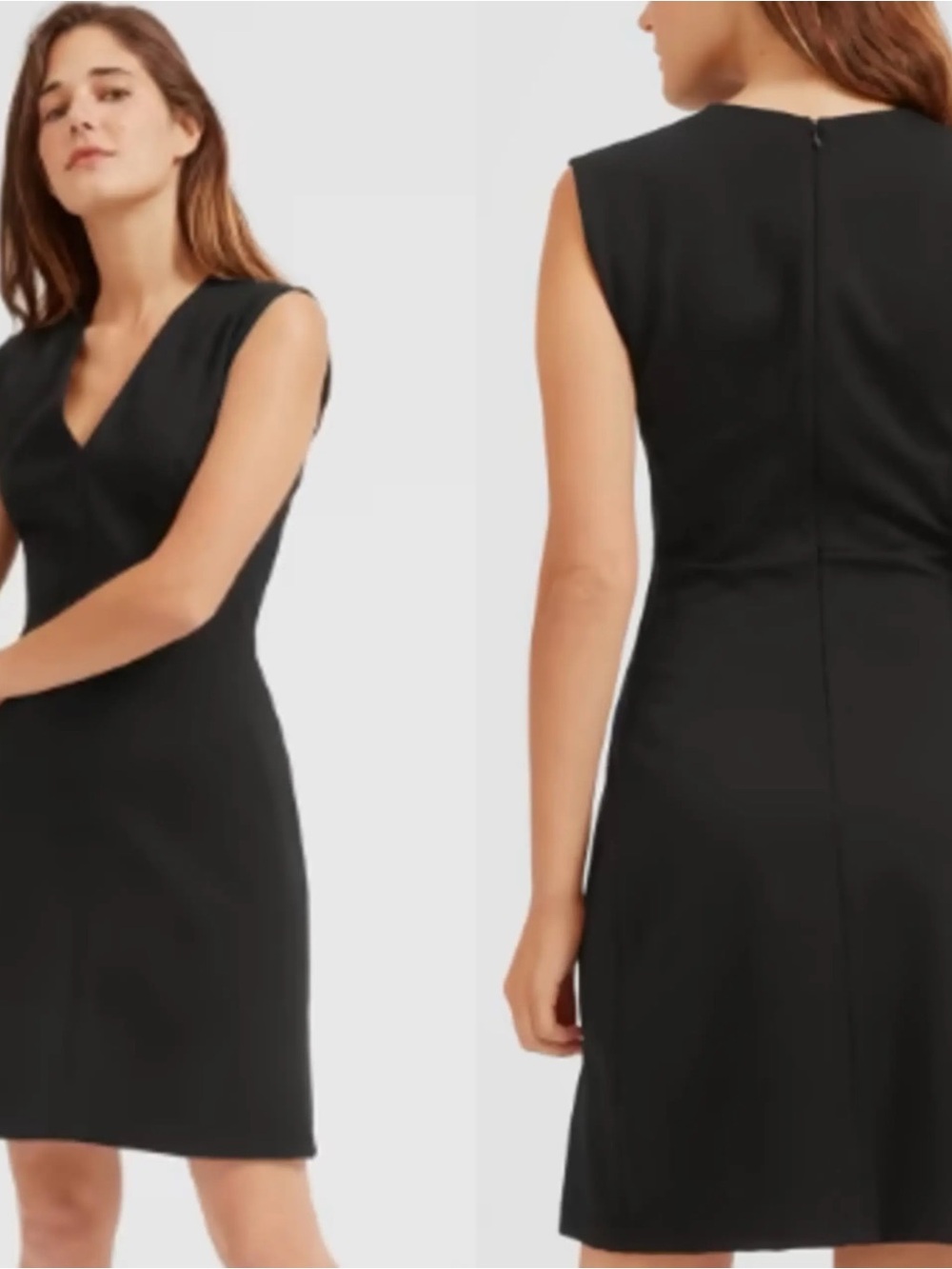 Classic Black Sheath Dress Tailored Mini V Neck Dress Everlane Sleeveless